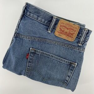 Levi's 550 Size 42x32 Blue Denim Jeans Regular Fit Straight Leg Red Tab